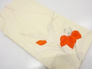 未使用品　絽　菖蒲模様織り出し　名古屋帯